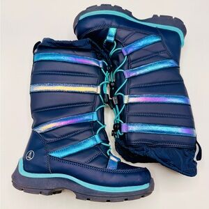 Lands' End Kids' Navy and Aqua Snow Boots lands end size 13 used